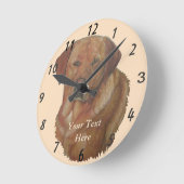 まれで赤い金ラブラドル・レトリーバー犬犬のポートレート ラウンド壁時計 (傾斜)