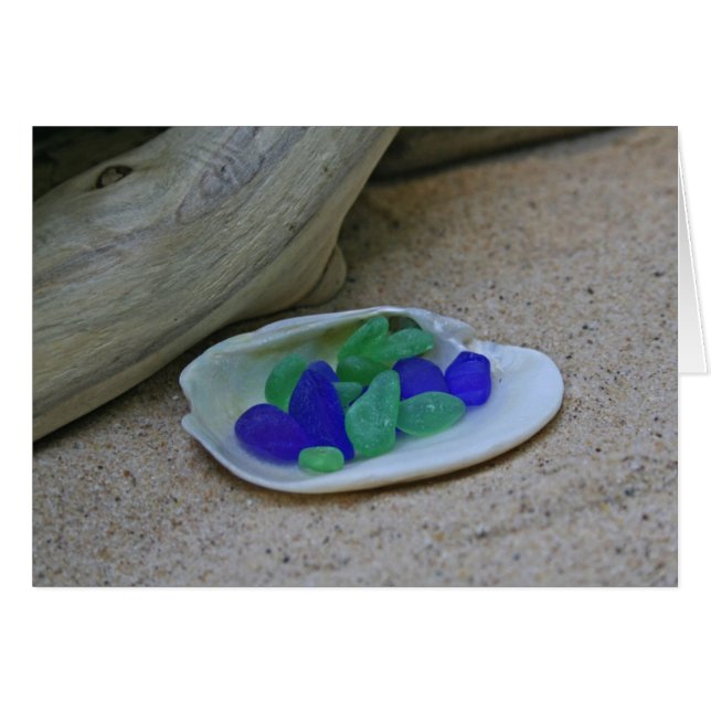 まれで青および緑のSeaglass (正面横)