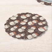 まろやかな雪だるま – クリスマスパターン麻呂赤。 ペーパーコースター (アングル)