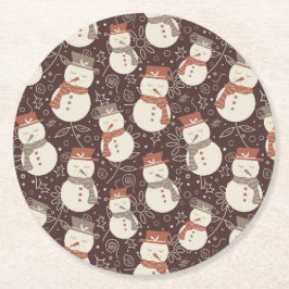まろやかな雪だるま – クリスマスパターン麻呂赤。 ペーパーコースター
