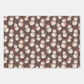 まろやかな雪だるま – クリスマスパターン麻呂赤。 ラッピングペーパーシート (正面2)