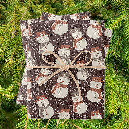 まろやかな雪だるま – クリスマスパターン麻呂赤。 ラッピングペーパーシート