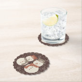 まろやかな雪だるま- 2かわいい雪だるまカップル赤。 ペーパーコースター (インサイチュ)