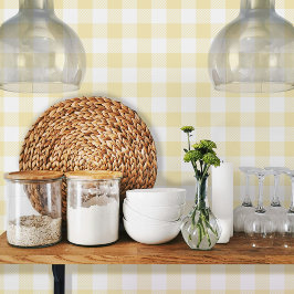 まろやかな黄色のヴィシーなギンガムパターン 壁紙