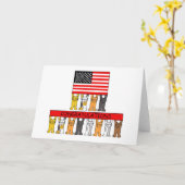 まんが猫とのアメリカ国旗おめでとう カード (黄色い花)