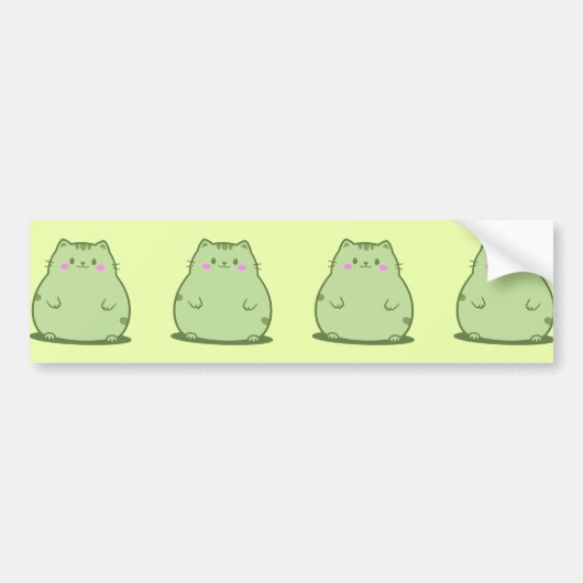 まんまる抹茶グリーン子猫 バンパーステッカー (正面)