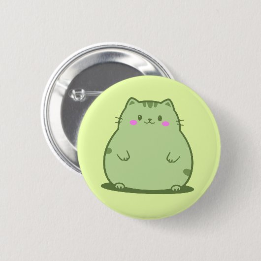 まんまる抹茶グリーン子猫 缶バッジ (正面&裏面)