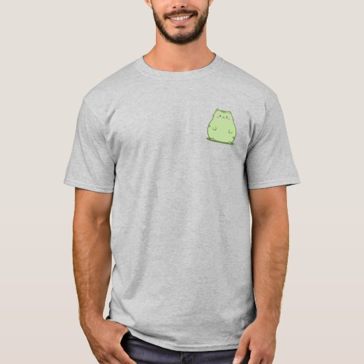 まんまる抹茶グリーン子猫 Tシャツ (正面)