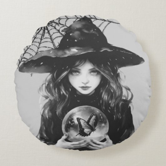 まん毛枕の魔女 ラウンドクッション (正面)