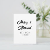 まメリーた結婚した、カップル名の日付holidayChrを追加する ポストカード (スタンド正面)