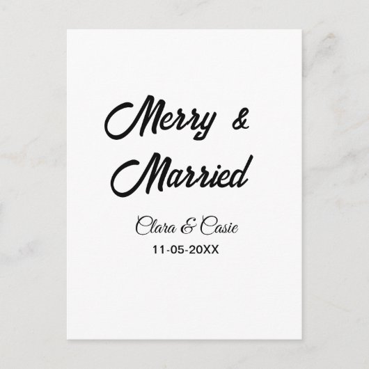 まメリーた結婚した、カップル名の日付holidayChrを追加する ポストカード (正面)