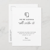 ま転がた、延期を変更結婚して 案内ポストカード (正面/裏面)