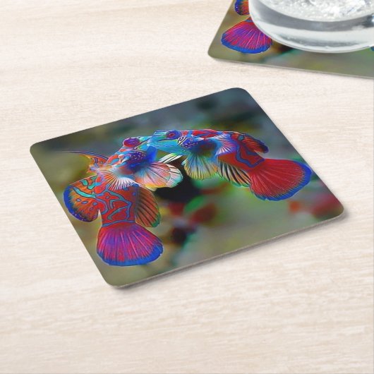 みかん魚コースターセット スクエアペーパーコースター (アングル)