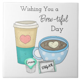 . .みごとな一日をお祈り | Coffee Pun タイル