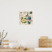 みすぼらしいエレガンスのツバキフランスのチョウ ポスター (キッチン)