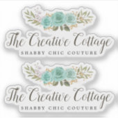 みすぼらしいコテージターコイズ素朴フローラウッドロゴ シール (正面)