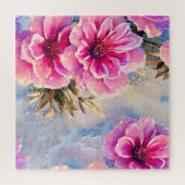 みすぼらしいシックかわいらしなピンクの花のフローラ ジグソーパズル (横)