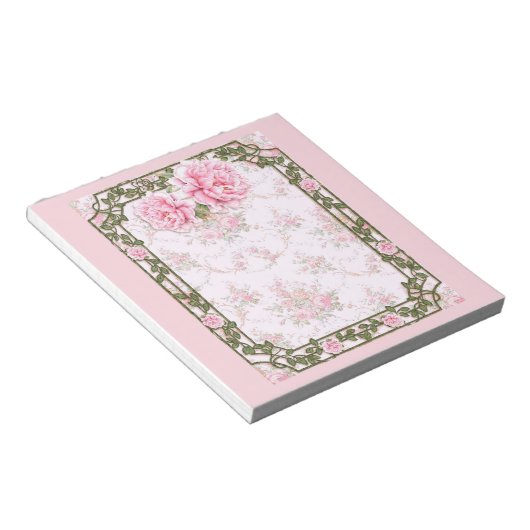 みすぼらしいシックかわいらしな牡丹 ノートパッド (アングル)