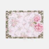 みすぼらしいシックかわいらしな牡丹 フリースブランケット (正面(横))