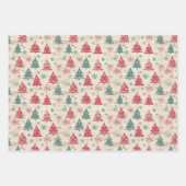 みすぼらしいシックかわいらしヴィンテージのクリスマスツリー ラッピングペーパーシート (正面)