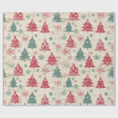 みすぼらしいシックかわいらしヴィンテージのクリスマスツリー ラッピングペーパー (フラット)