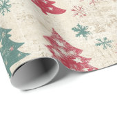 みすぼらしいシックかわいらしヴィンテージのクリスマスツリー ラッピングペーパー (ロールコーナー)