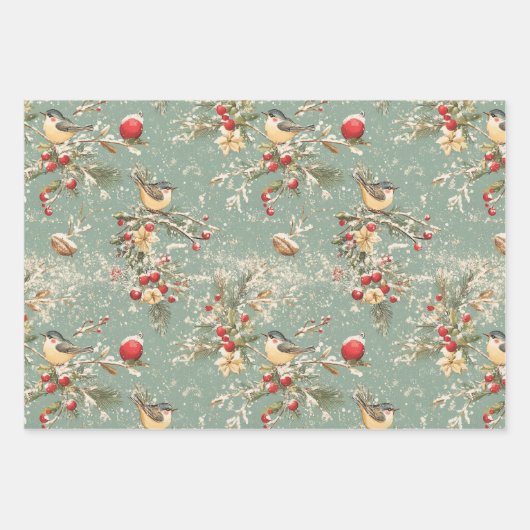 みすぼらしいシックかわいらしヴィンテージクリスマス ラッピングペーパーシート (正面2)