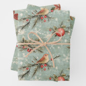 みすぼらしいシックかわいらしヴィンテージクリスマス ラッピングペーパーシート (インサイチュ)