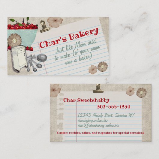 みすぼらしいシックさくらんぼのアイスボックス料理ベーキングのビズカード コーリングカード (正面/裏面)