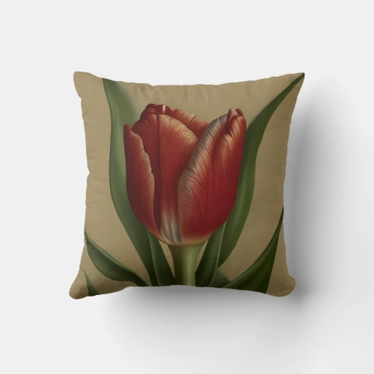 みすぼらしいシックで素敵な赤いチューリップ クッション (裏面)