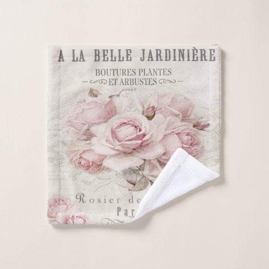 みすぼらしいシックで素朴な、ヴィンテージ、フローラ、コラージュ、カントリー ウォッシュタオル (ウォッシュタオル)