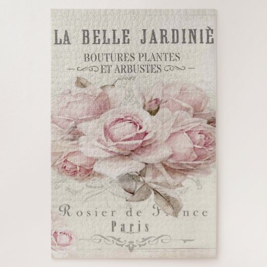 みすぼらしいシックで素朴な、ヴィンテージ、フローラ、コラージュ、カントリー ジグソーパズル (縦)