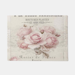 みすぼらしいシックで素朴な、ヴィンテージ、フローラ、コラージュ、カントリー ドアマット