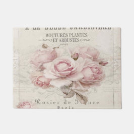 みすぼらしいシックで素朴な、ヴィンテージ、フローラ、コラージュ、カントリー ドアマット