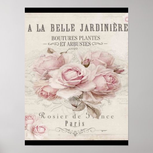 みすぼらしいシックで素朴な、ヴィンテージ、フローラ、コラージュ、カントリー ポスター (正面)