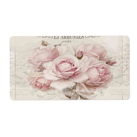 みすぼらしいシックで素朴な、ヴィンテージ、フローラ、コラージュ、カントリー ラベル (正面)