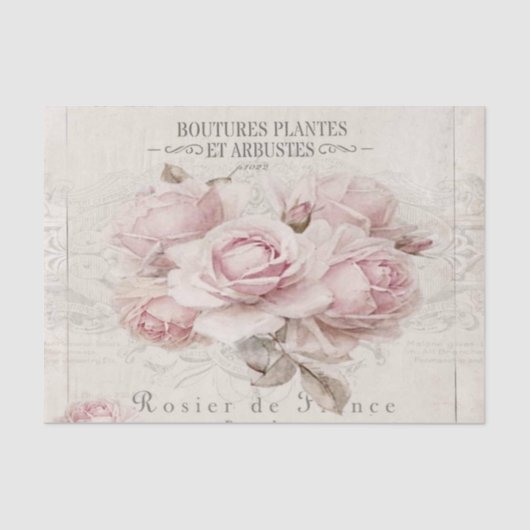 みすぼらしいシックで素朴な、ヴィンテージ、フローラ、コラージュ、カントリー 薄葉紙 (正面)