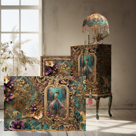 みすぼらしいシックで装飾的な、ダンサーのポートレート 薄葉紙