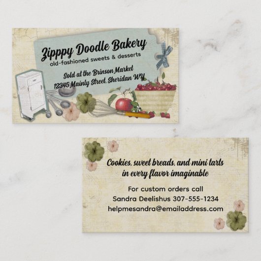 みすぼらしいシックなさくらんぼアイスボックス料理ベーキングビズカード 名刺 (正面/裏面)