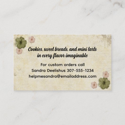 みすぼらしいシックなさくらんぼアイスボックス料理ベーキングビズカード 名刺 (裏面)