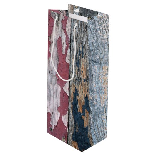 みすぼらしいシックなウッド ワインギフトバッグ (正面アングル)