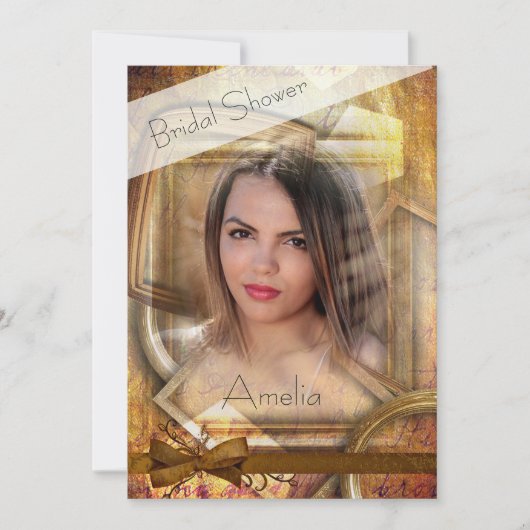 みすぼらしいシックなエレガント写真のブライダルシャワーへの招待 招待状 (正面)