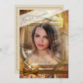 みすぼらしいシックなエレガント写真のブライダルシャワーへの招待 招待状 (正面/裏面)