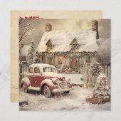 みすぼらしいシックなクリスマスグリーティングカード シーズンカード (正面/裏面)