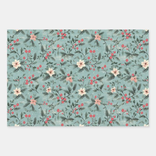 みすぼらしいシックなクリスマス ラッピングペーパーシート (正面2)