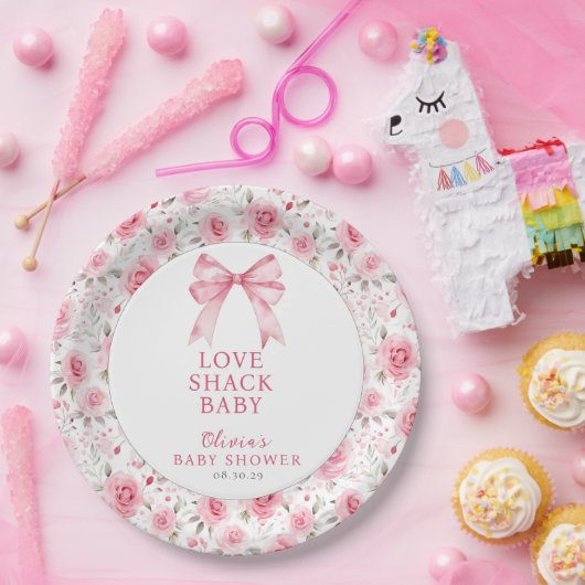 みすぼらしいシックなコケットピンクラブシャックベビーシャワー ペーパープレート (パーティー)