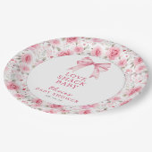 みすぼらしいシックなコケットピンクラブシャックベビーシャワー ペーパープレート (アングル)