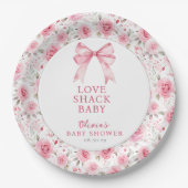 みすぼらしいシックなコケットピンクラブシャックベビーシャワー ペーパープレート (正面)