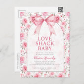 みすぼらしいシックなコケットピンクラブシャックベビーシャワー ポストカード (正面/裏面)