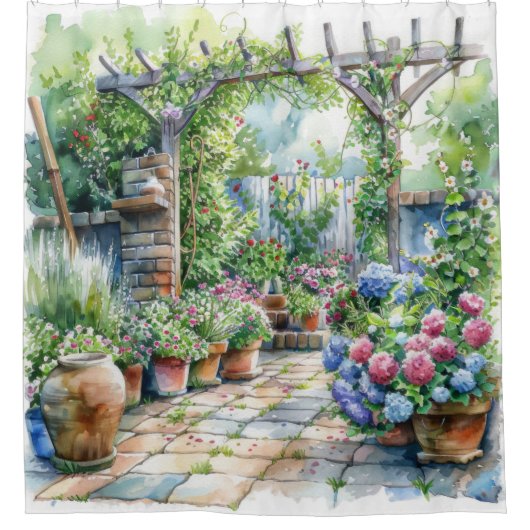 みすぼらしいシックなコテージガーデンシャワーカーテン シャワーカーテン (正面)